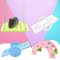 Miniatyrbild 5 av 5: Hamsterleksak, 2 st Hamstertillbehör Regnbågsbro Gungbräda Gungbräda Söta Hamsterleksaker Träningsfitnessleksaker För Chinchilla Dvärghamster 2 Blå Gungor