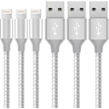 Miniatyrbillede 1 af 6: iPhone-opladerkabel, 3-pak 3FT/1M lynkabel nylon flettet iPhone hurtigopladerkabel kompatibel med iPhone 13 12 11 Pro Max Mini XS XR X 8 7 6 Silver