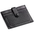 Miniatyrbild 4 av 8: Korthållare i äkta läder, svart bifold plånbok, RFID NFC-blockering med myntficka med täckt knapp för män Black