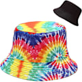 Pikkukuva 1 / 4: Söpö ämpärihattu rannan kalastajille naisille, kääntyvä kaksisuuntainen käyttö Tie Dye Multicolored