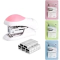 Miniatyrbilde 1 av 6: Mini st-apler for skrivebord med 400 standard 26/6 st-apler, kapasitet for 2-24 ark, inkludert innebygd st-aplefjerner, søt st-aplergave til st-udenter Pink