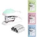 Miniatyrbilde 1 av 6: Mini st-apler for skrivebord med 400 standard 26/6 st-apler, kapasitet for 2-24 ark, inkludert innebygd st-aplefjerner, søt st-aplergave til st-udenter Green