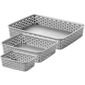 Pikkukuva 2 / 5: My Style Rattan Effect Setti 3 Toimistosuorakulmaista A4 A5 A6 Työpöydän Säilytyskori Lokerosetti - Vaaleanharmaa Grey A4/A5/A6 tray set