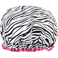 Miniatyrbilde 1 av 2: e Dobbelt Tykk Dusjhette - Vanntett og Trendy Zebra Design - Perfekt for Bading og Dusjing - 1 Stykke Zebra
