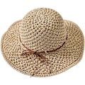 Miniatyrbild 1 av 7: Solhatt i halm för kvinnor, damer, hopfällbar, bredbrättad, med rosett, justerbar, strandhatt, elegant hinkhatt, UPF 50 UV-skydd, bekväm Beige One Size