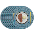 Miniatyrbild 1 av 5: 38cm Vävda Runda 6 Stycken Placemats Värmeisolering Flätad Bomull Middagsbord Mattor Tvättbara Place Mats för Hemmafest Bröllop Restaurang (Blå)