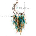 Miniatyrbilde 2 av 5: Drømmefanger Måne Drømmefangere for Soverom Brun&Blå Fjær Drømmefangere Dreamcatcher Ornamenter for Soverom Vegg Hengende Gaver