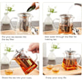 Miniatyrbillede 3 af 7: Glas Tekande med Infuser, 880ml Glas Tekande til 4, Tekande Si til Løse Te Blade Transparent 880ML