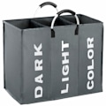 Miniatyrbild 1 av 6: 3-delad tvättkorg, ljus och mörk färg canvas, för förvaring av smutsiga kläder (grå) Dark Gray