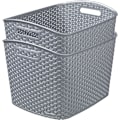 Miniatyrbild 1 av 5: My Style Rattan Effect Set med 2 stora rektangulära förvaringskorgar på 28 liter - ljusgrå Grey 2 x28L XL