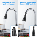 Miniatyrbillede 3 af 5: Sort-spray køkkenvaskhane 360 grader, 3 tilstande køkkenhane dyse med belufter, køkkenvask mixer tap roterende hanehoved, universel justering