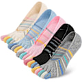 Pikkukuva 1 / 7: Naisten matalat varrettomat varpaiden erottavat puuvillaiset sukat, 4/5 paria Multicoloured 1 5 Pairs 45392
