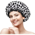 Miniatyrbillede 1 af 7: Brusekappe til kvinder og piger, elegant skakbrætdesign, dobbeltlags vandtæt, genanvendelig, vaskbar, lugtfri, medium Checkerboard Medium (Pack of 1)