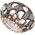 Miniatyrbilde 8 av 8: Champagne Medium Dusjhette 2-pakning, Dusjhette for Jenter og Kvinner med Elegant Blonder, Gjenbrukbar Vanntett Dusjhette for Jenter Champagne Medium (Pack of 2)