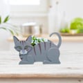 Miniatyrbild 5 av 5: Kattformad planter - Trä kattformad planterkruka, djur husdjur blomkrukor för utomhus, bonsai planteringskärl suckulent kaktus planter dekorativ trädgård
