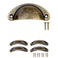 Miniatyrbilde 1 av 5: 4x Antik Skuffeskall Håndtak i Bronse Jern Design, Håndtak til Skuffer, Skap, Dører, Buffeter, Kommoder, 80 x 36 mm Inkluderer 8 Skruer