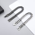 Pikkukuva 5 / 8: Miesten vahva antiikkinen kuubalainen hopearannekoru, muodikas retro titaani teräs yksinkertainen kuusisivuinen litteä denimrannekoru #1 Silver21CM