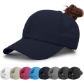 Miniatyrbillede 1 af 7: Dame Baseball Cap - Hestehale Solhat Hurtigtørrende Løb Cap Dame Golf Caps Criss Cross Justerbar Trucker Hatte til Kvinder Piger DeepBlue One Size