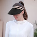 Miniatyrbilde 3 av 5: Kvinners store brem strand halm golf solhatt sommer caps Black One Size