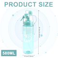 Miniatyrbillede 2 af 5: Spray Vandflaske, 580ml, med Flip Top Sugerør, Transparent Blå, 1 stk