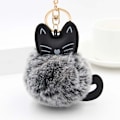 Miniatyrbillede 2 af 5: Plys Kat Pom Pom Nøglering - Sød Killing Pom Pom Nøglering Tilbehør, Velegnet til Kvinders Taske Dekoration - Sort Hvid Frost Guld Spænde