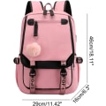 Miniatyrbillede 2 af 8: Rygsæk til teenagepiger, mellemskoleelever, udendørs dagtursrygsæk med USB-opladningsport 4# Pink Black 21 Liters