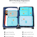 Miniatyrbild 4 av 6: 6-pack reseväskor set resebagage dragkedjor kläder underkläder strumpor förvaringsväska påse (blå) Blue 6 size