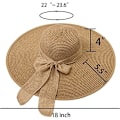 Miniatyrbilde 4 av 4: Kvinner Foldbar Floppy Bredbremmet Halm Solhatt Sommer Strandhatt UV UPF 50+ 02Style Bowknot Khaki