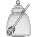 Pikkukuva 1 / 5: 500 ml / 6,9 oz hunajapurkki dipperillä, lasinen hunajapurkki ja dipper-setti, hunajadispenser, mehiläispesän hunajapurkki hunajan ja siirapin säilytykseen Wood