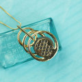 Miniatyrbillede 6 af 7: Triple Layer Vedhæng Halskæde Lang Statement Vedhæng Halskæde Lang Sweater Kæde Round Pendant