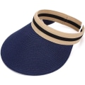 Miniatyrbilde 1 av 5: Kvinners Stor Bredde Strand Halm Golf Solhatt Sommer Cap Navy One Size