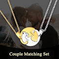 Miniatyrbillede 4 af 7: Puslespil-Halskæde i Rustfrit Stål til 2 Dele, Kat/Livets Træ/Hjerteformet, Tilpasselig, Yin Yang Halskæde Smykke Gave til Style 01 18k Gold PlatedPersonalised Personalized