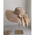 Miniatyrbilde 3 av 4: Kvinner Foldbar Floppy Bredbremmet Halm Solhatt Sommer Strandhatt UV UPF 50+ 02Style Bowknot Khaki
