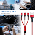 Miniatyrbild 7 av 8: Multiladdningskabel, 3 i 1 laddningskabel 3A USB snabbladdningskabel [1,2M] Multiladdningskabel med Micro USB Typ C Lightning-kabelkontakt Red 1.2M