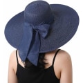 Miniatyrbillede 1 af 4: Kvinde Foldbar Floppy Bredskygget Solhat Sommer Strandhat UV UPF 50+ 02Style Bowknot Navy