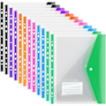 Miniatyrbillede 1 af 7: ble Punched Pockets A4 Plastlommer 12 Pakke A4 Mapper Lommer Plast Dokumentfiler Popper Lommer, A4 Transparent Lomme med Trykknap en Colored Expandable