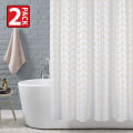 Miniatyrbillede 2 af 8: Bruseforhæng skimmel- og meldugbestandigt 180 x 180 cm (71 x 71 tommer) | 100 % polyester - sildebensmønster - pakke med 2 Herringbone 180 x 180 cm  2 Pack