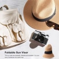 Miniatyrbilde 5 av 8: Kvinners strå Panama hatt Fedora strand solhatt bred brem strå rull opp hatt UPF 50+ Fedora Khaki One Size