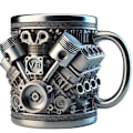 Miniatyrbillede 1 af 3: V8 motor rustfri stål kop V8 motor krus V8 motor rustfri stål kop personlig 3D motor kreativ V8 motor krus V8