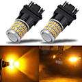 Miniatyrbillede 1 af 6: 3157 LED-pære ravfarvet gul, 3157a LED-blinklys pærer superlyse til bagerste forreste blinklys blinklys bremsebaglygter, 2-pak Amber Yellow