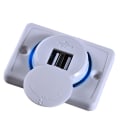 Miniatyrbillede 4 af 5: 3.1a Bil USB-oplader, Bil Dobbelt USB-stik Oplader Stik 12v LED-lys (1stk, Sort + Blå)