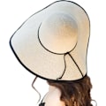 Miniatyrbillede 2 af 6: Damebred Strawhat med Bred Skygge, Foldbar, Rulbar, Strandhat, Solhat, UPF 50+ Twinebeige