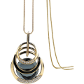 Miniatyrbillede 1 af 7: Triple Layer Vedhæng Halskæde Lang Statement Vedhæng Halskæde Lang Sweater Kæde Round Pendant
