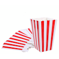 Miniatyrbillede 1 af 5: 50 stk. Popcorn-æsker, røde og hvide stribede, små papir slikbeholdere, retro