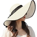 Miniatyrbilde 1 av 7: Kvinner Foldbar Floppy Bred Bremskjerm Solhatt Sommer Strandhatt UV UPF 50+ 07Style White