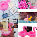 Miniatyrbilde 4 av 5: Flamingo Koppholder, Oppblåsbar Drikkeholder for Basseng Boblebad Svømming Strand Flytebrikker Vannleker Hawaiisk Luau Festdekorasjoner