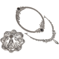 Miniatyrbilde 7 av 8: Vintage sminke speil ovalt blomsterbord speil dobbeltsidig roterende forfengelighetsspeil med stativ for toalettbord soverom (liten) Pewter