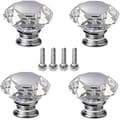 4 pcs Crystal Knobs, 40mm Diamond Drawer Cabinet Door Handle Crystal Door Handle with Screws for Home Kitchen Office Drawer