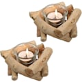 Miniatyrbild 1 av 7: Rustik Trä Tealight Ljusstake Set om 2 med Glaskopp Flytved Votive Tealight Hållare för Bondgård Bröllop Centerpieces Vardagsrum C