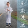 Miniatyrbilde 7 av 8: Bærbar regnfrakk, regnponcho vanntett med hetter og ermer, gjenbrukbar regnresistent poncho for camping, nødsituasjoner, reiser Kids 2 Pack Raincoat
